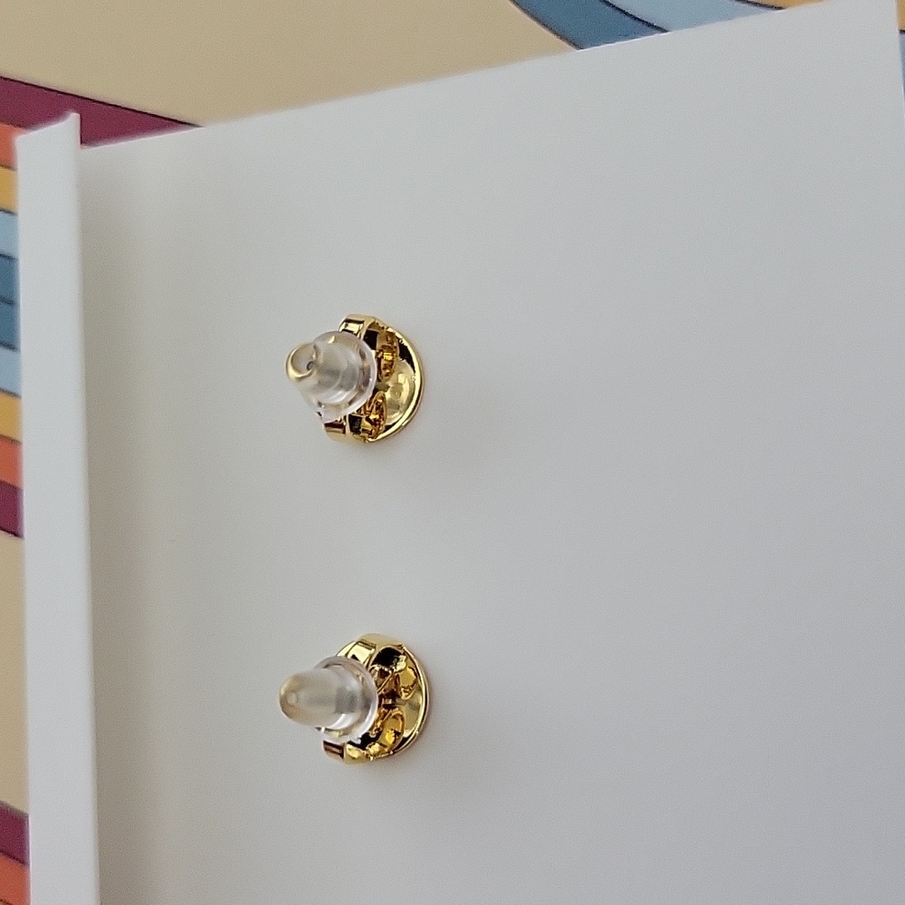 Tory Burch Gold Stud Earrings with Crystal Embellishments -Authentic - Picture 2 of 3